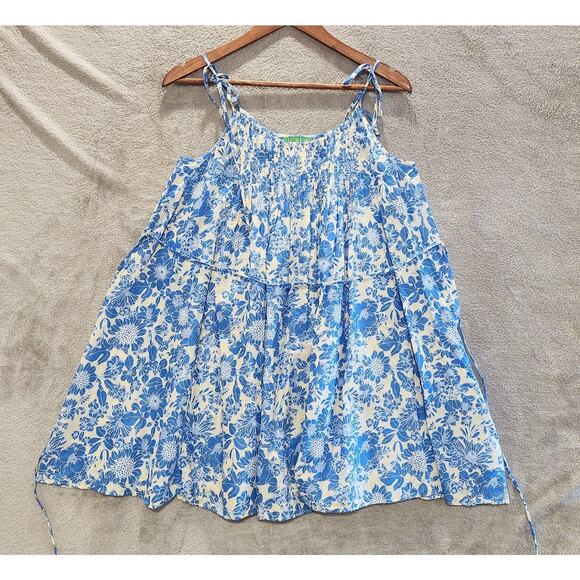 J Crew Blue Floral Halter Cross Back Cotton Voile Cover Up Mini Dress Size Small - Picture 2 of 13